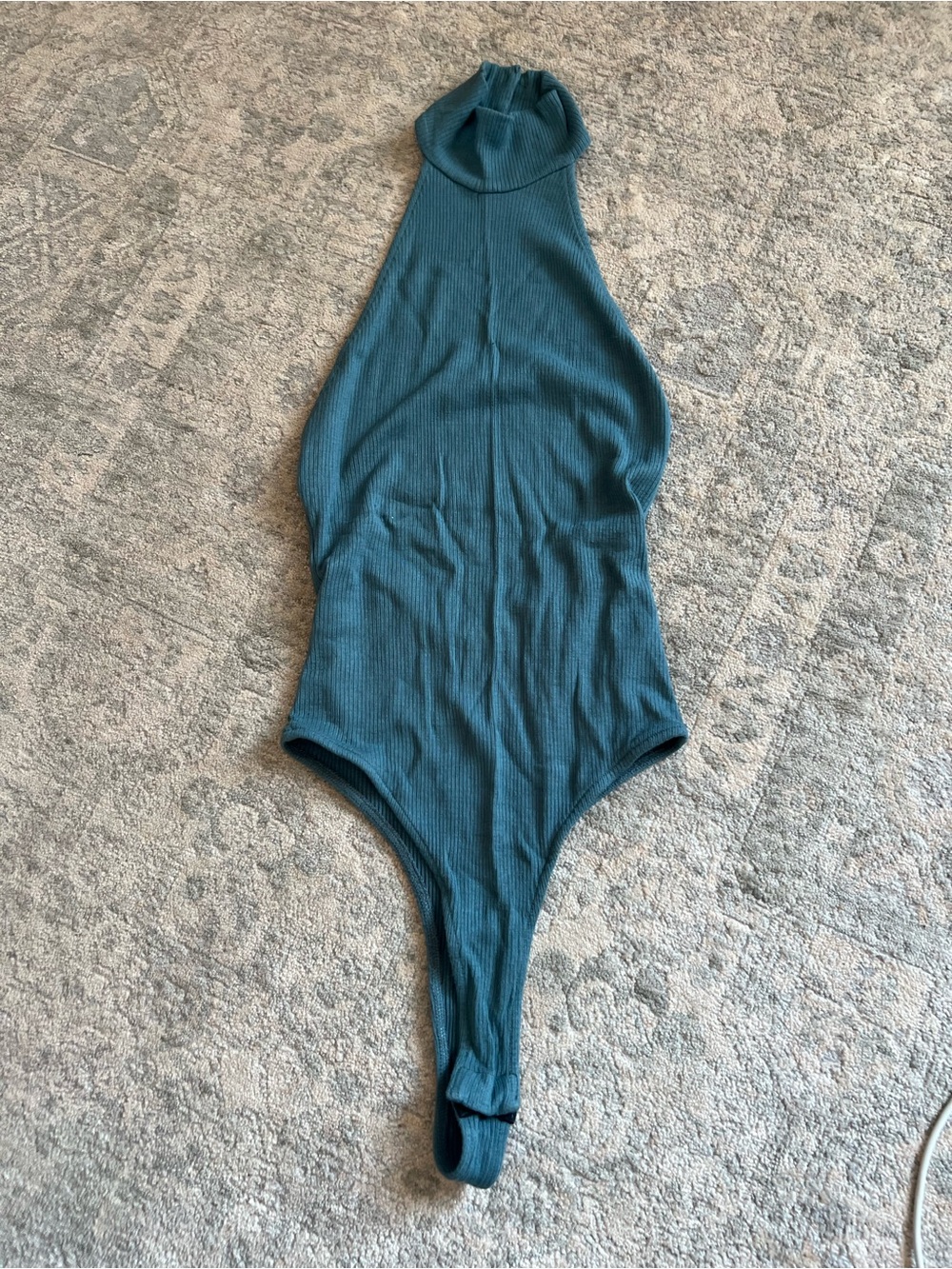 audrey Ribbed Halter Bodysuit in Teal